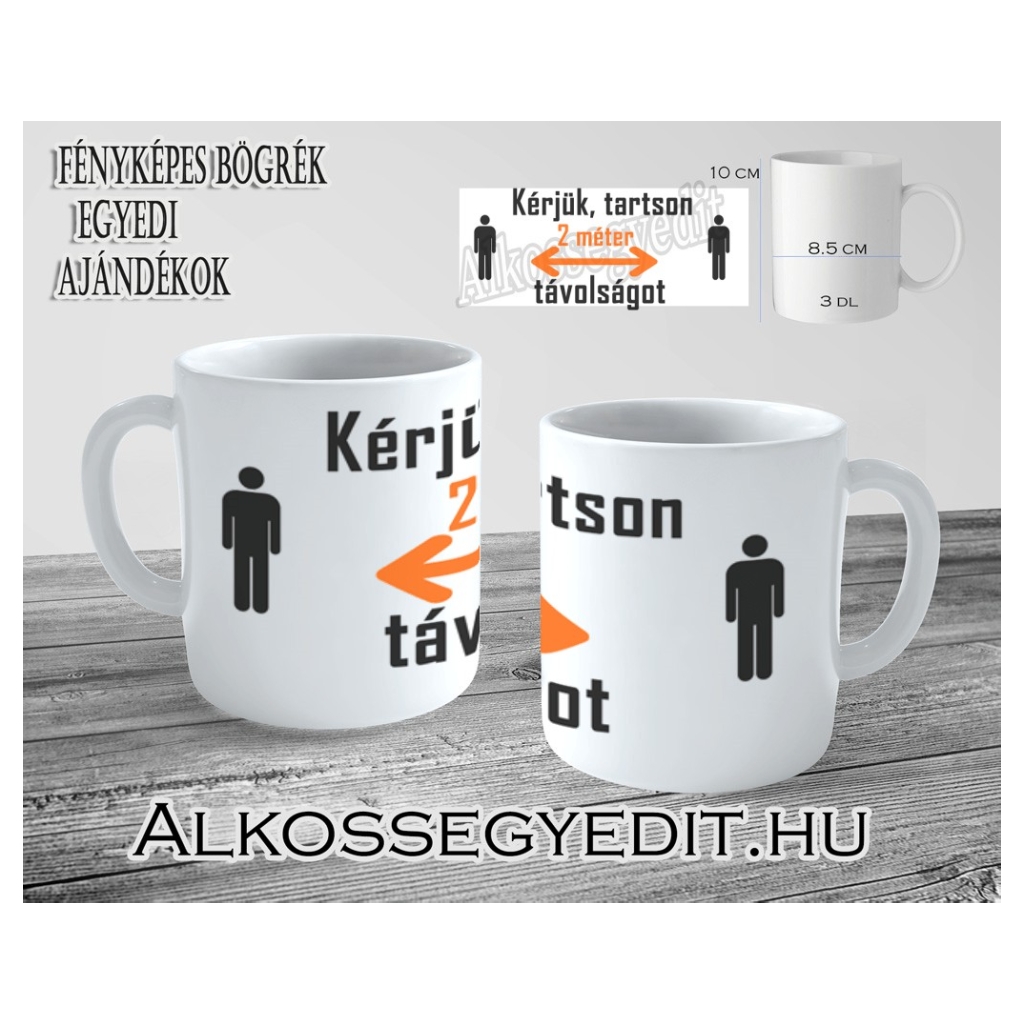 Tartson 2 méter távolságot bögre
