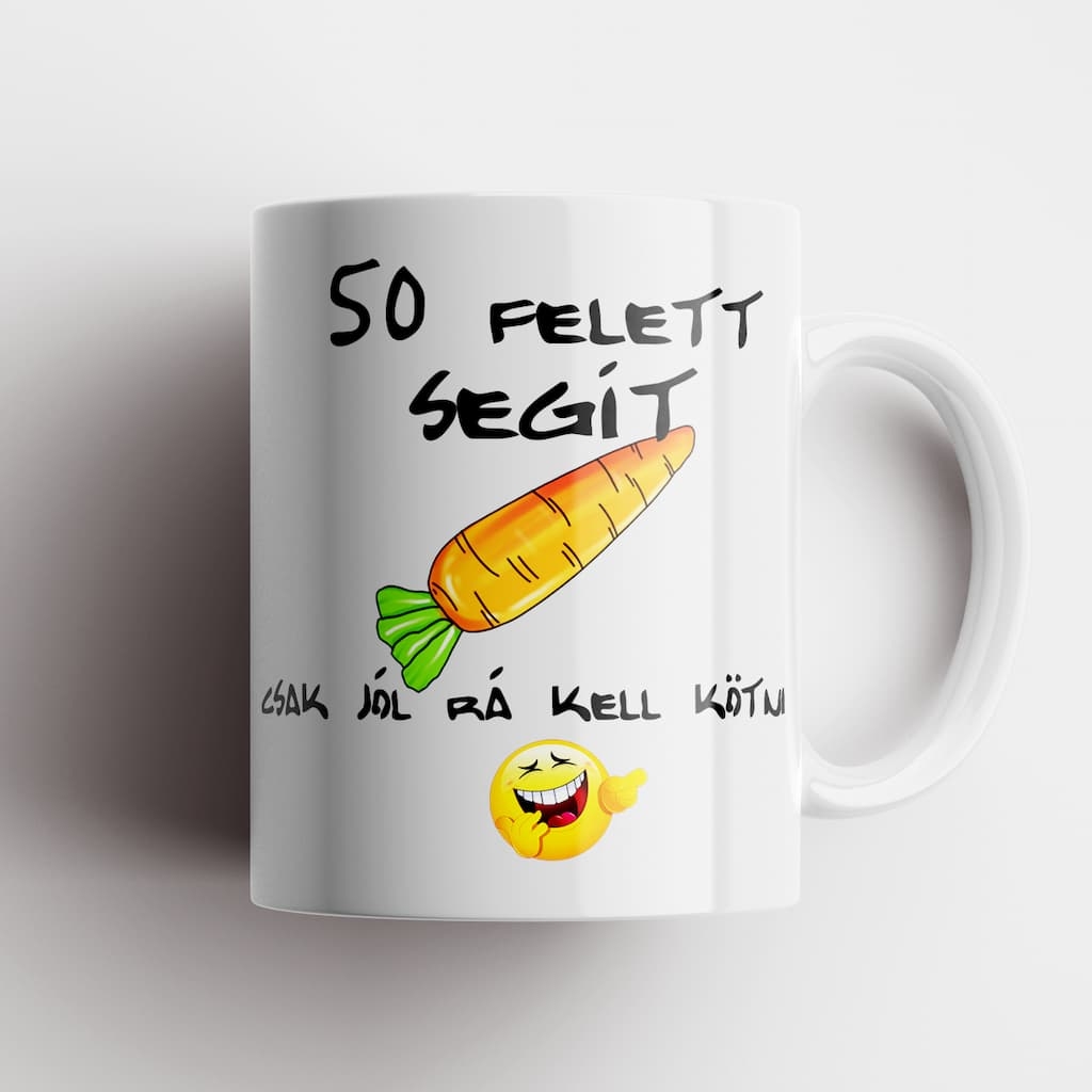 50 felett segít – vicces bögre
