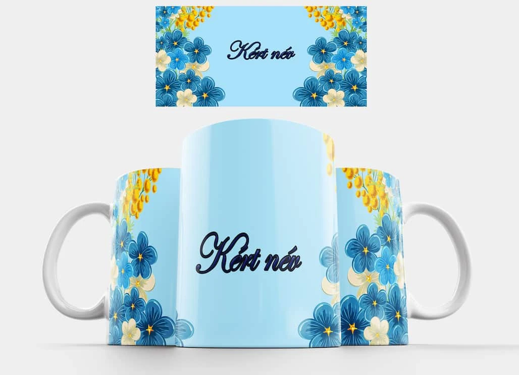 Virákok kék névvel Virágok kék neves bögre - image 1