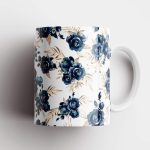 kék virágok bögre