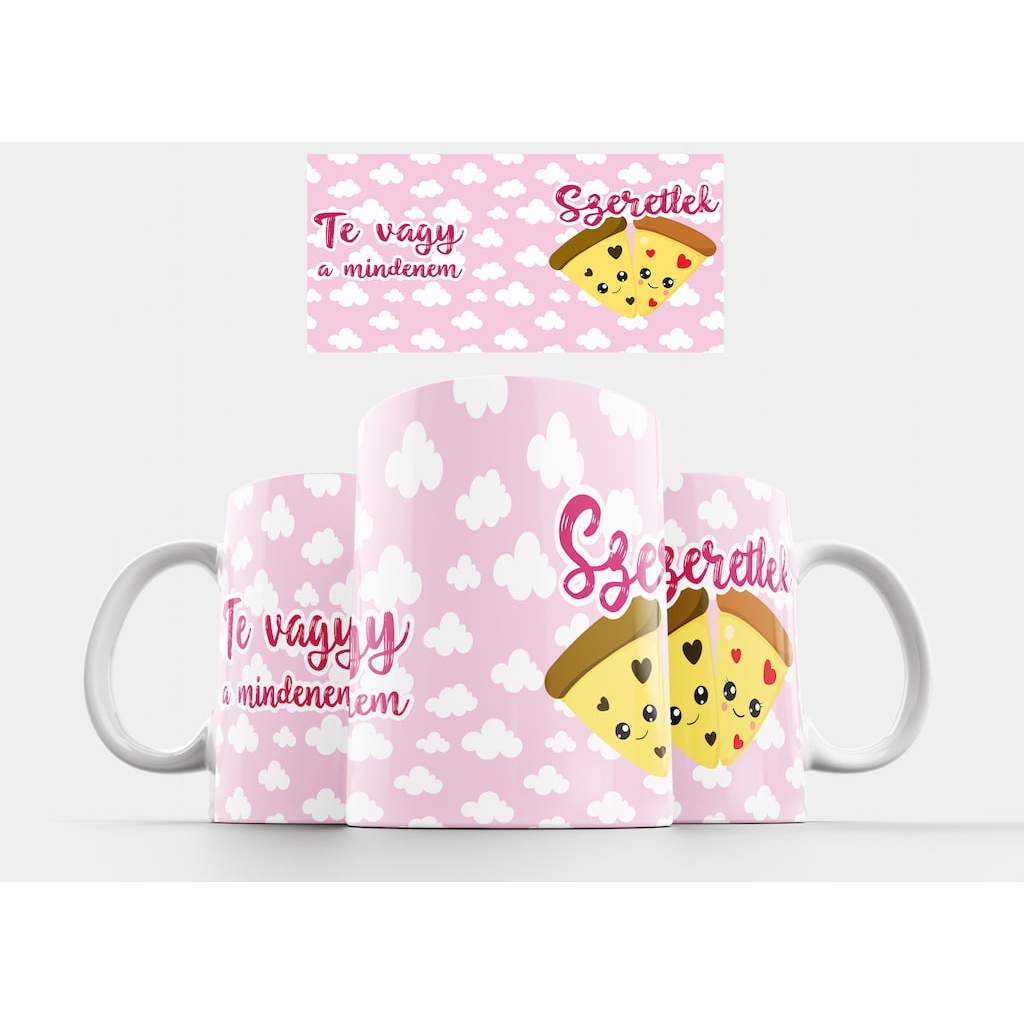 Szeretlek te vagy a mindenem pizza bögre