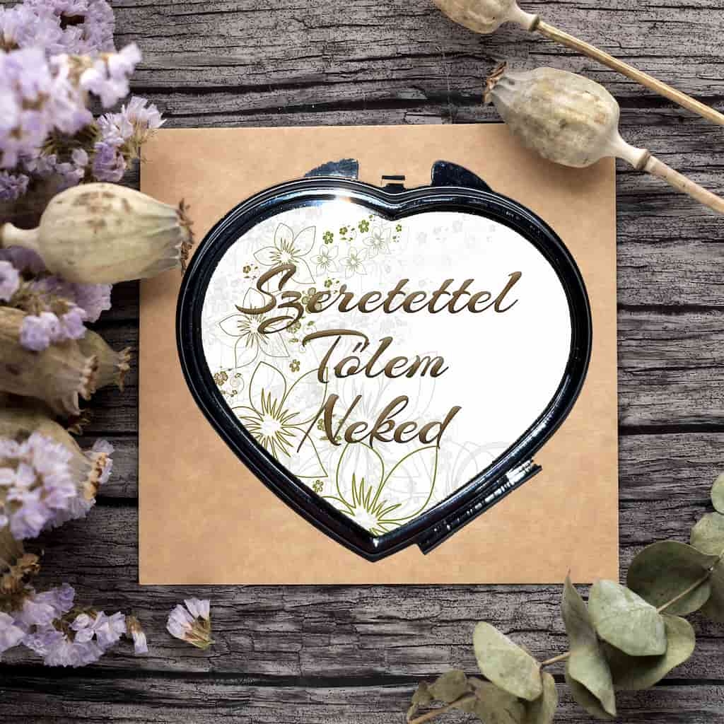 Sminktükör virág háttérrel, feliratozható