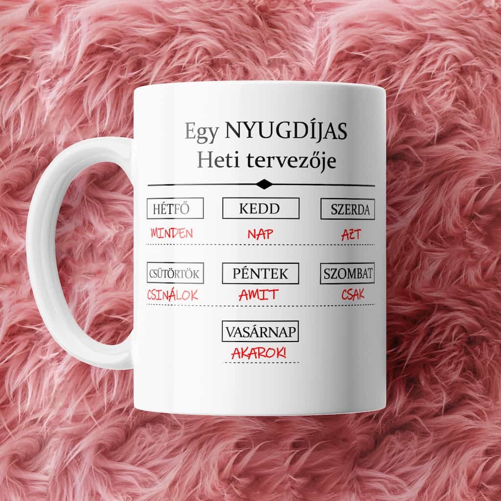 Nyugdíjas heti tervező bögre
