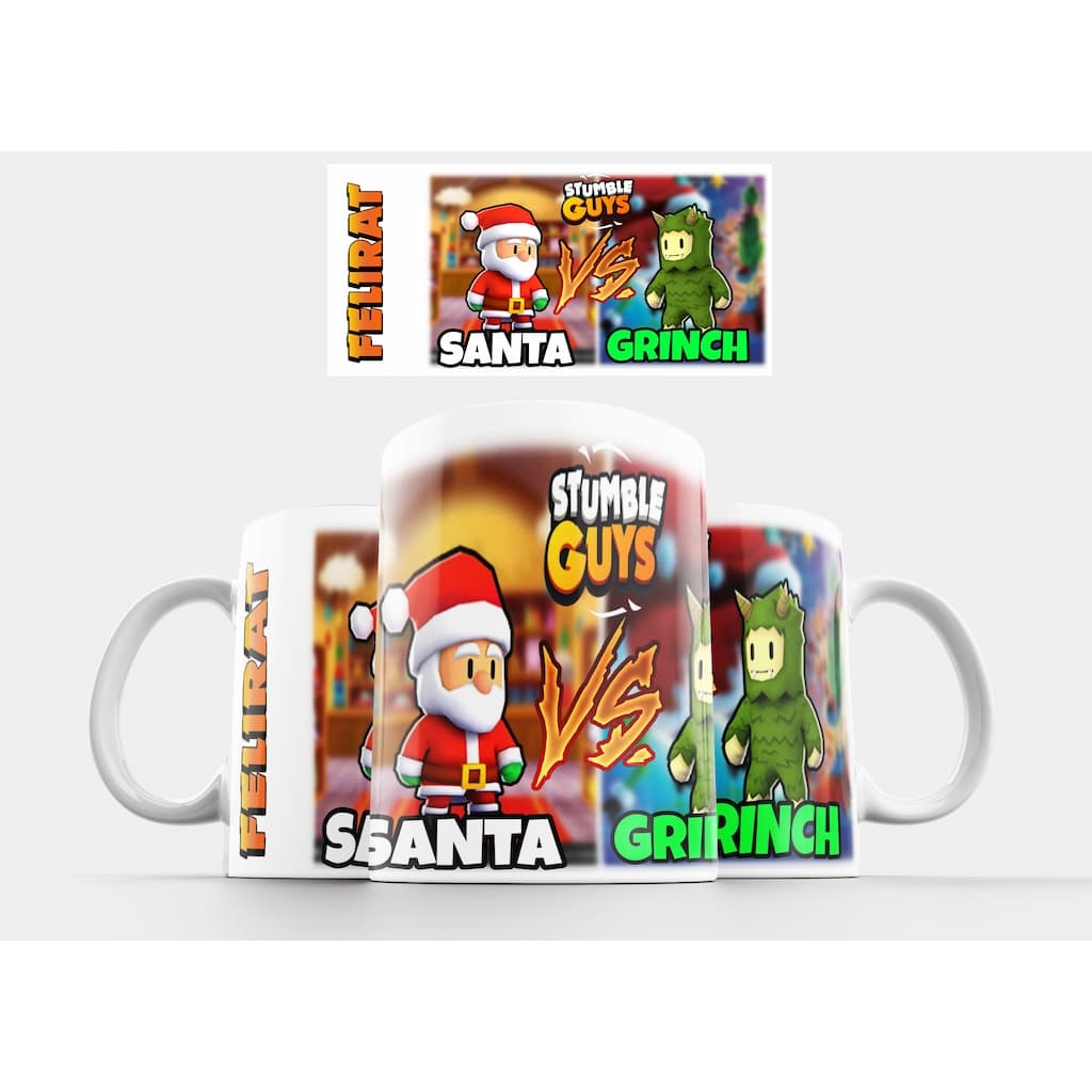 Stumble Guys Santa és Grinch bögre