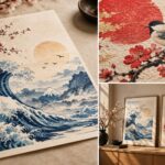 Japán Művészeti Printtriptichon