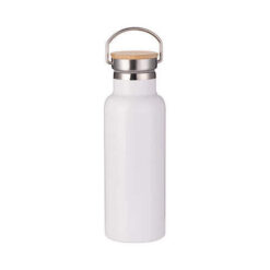 Hun Pm Rozsdamentes Acel 500ml Es Termosz Bambusz Kupakkal Szublimaciohoz Feher