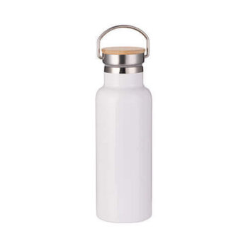 Hun Pm Rozsdamentes Acel 500ml Es Termosz Bambusz Kupakkal Szublimaciohoz Feher